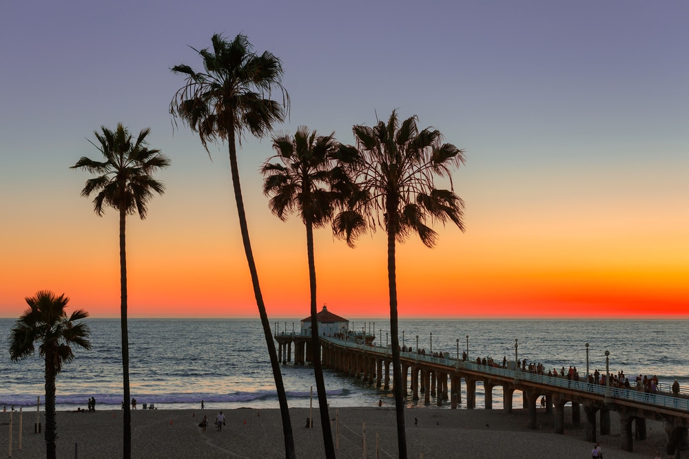 Manhattan,Beach,And,Pier,At,Sunset,In,Southern,California,In